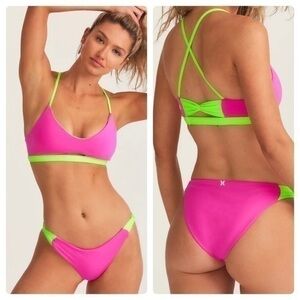LOVESHACKFANCY X HURLEY - MAX SOLID BLOCKED BOW Bikini neon